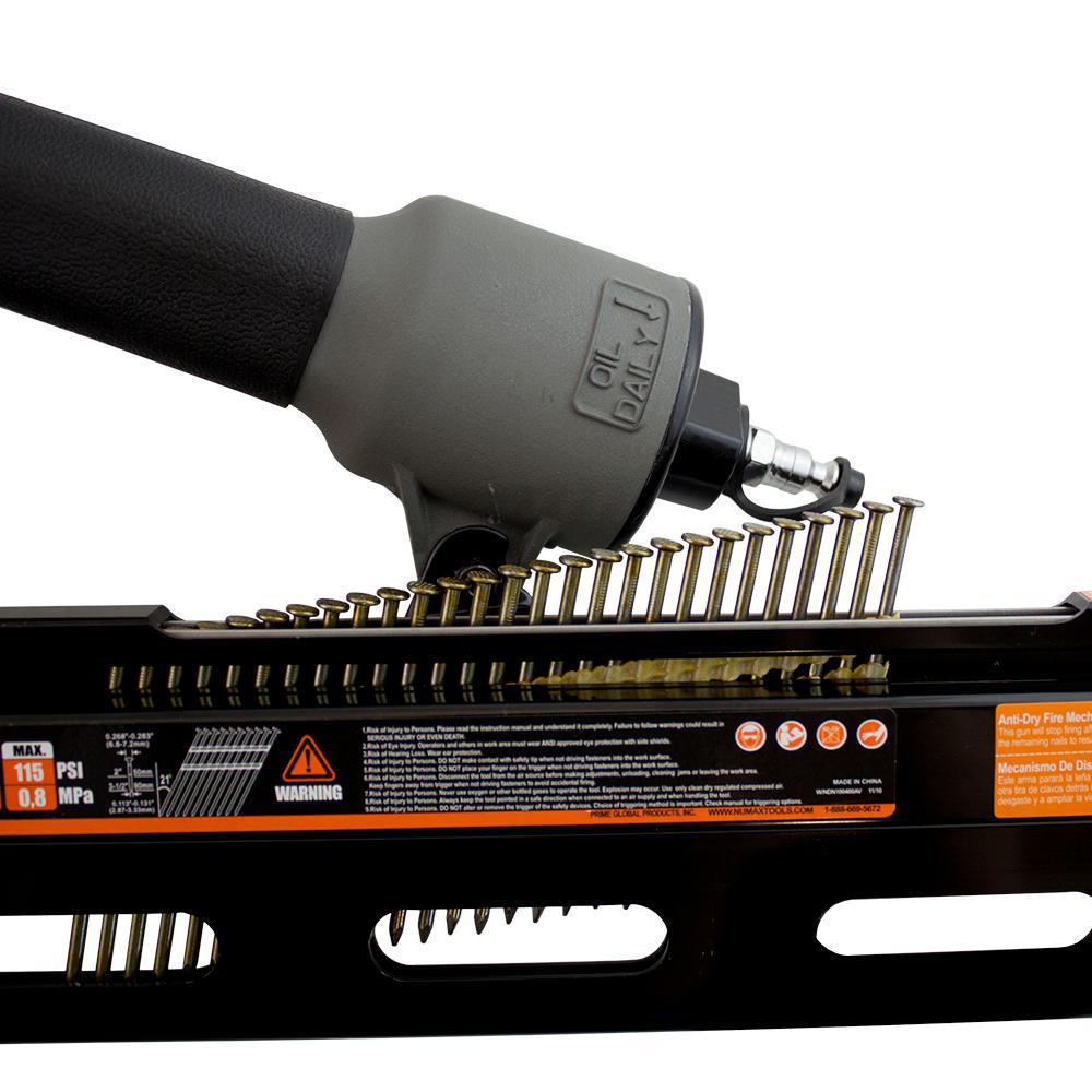 Pneumatic 31/2" Full Head Strip Framing Nailer 21Degree Air Compressor
