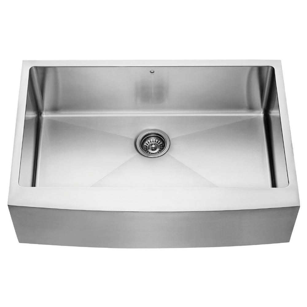 Vigo All In One 33 In Bedford Stainless Steel Single Bowl Farmhouse Kitchen Sink With Pull Down Faucet In Stainless Steel