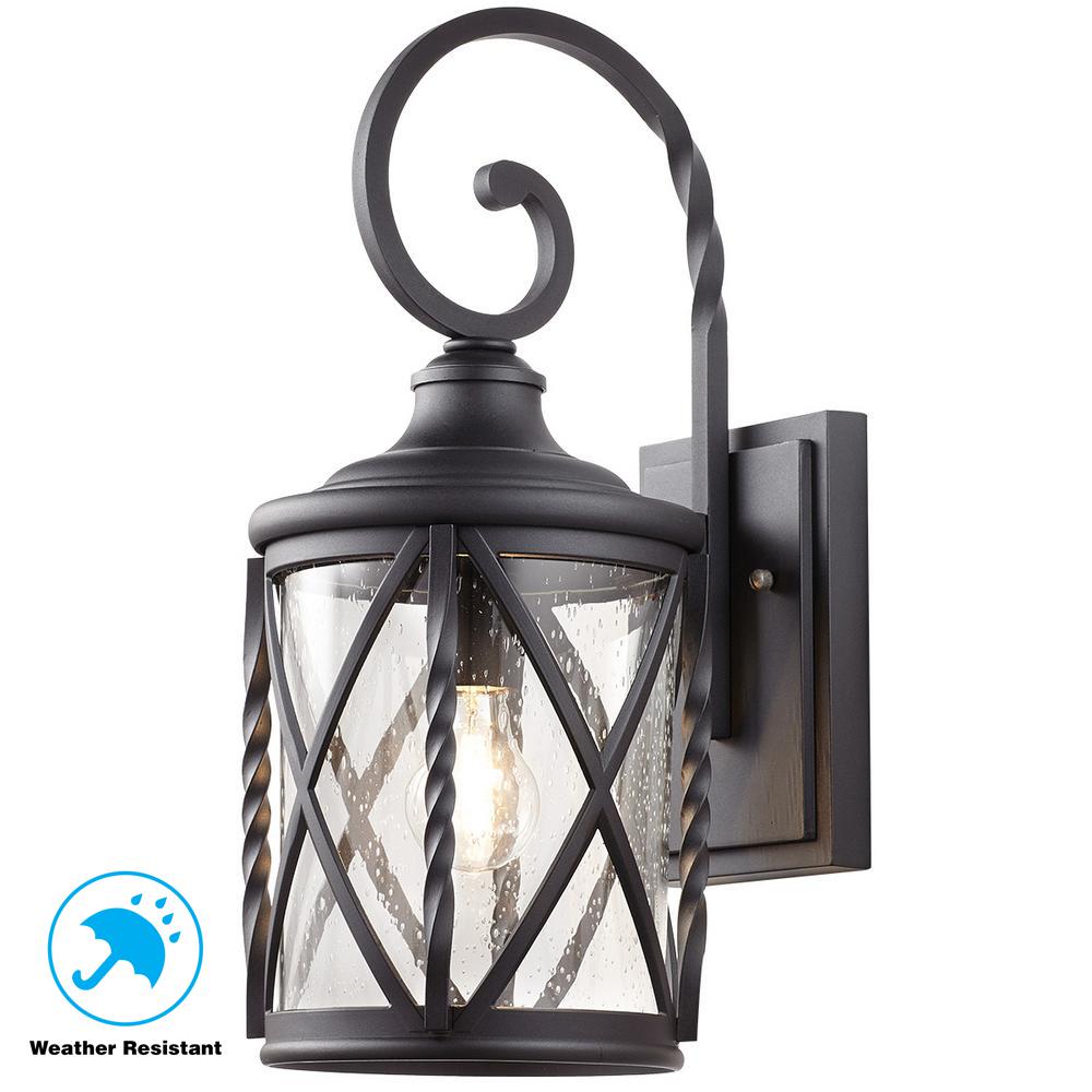 Outdoor Sconces Wall Lighting The Home Depot 1 Light Black 18 75 In Outdoor Wall Lantern