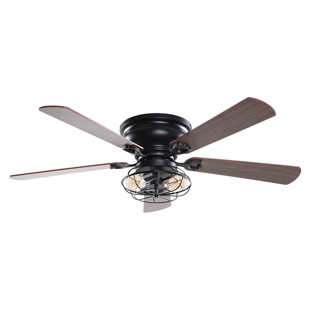 Parrot Uncle 5Blade 48 in. Black Ceiling Fan with Remote and