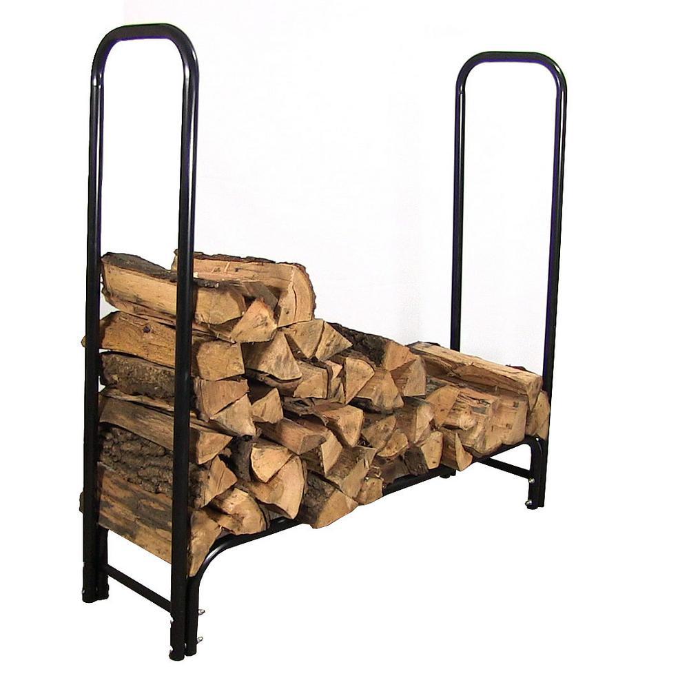 Patio Watcher Deluxe Firewood Rack Log Rack Firewood Storage Log Holder for Indoor Outdoor Backyard Fireplace Heavy Duty Steel/ Black