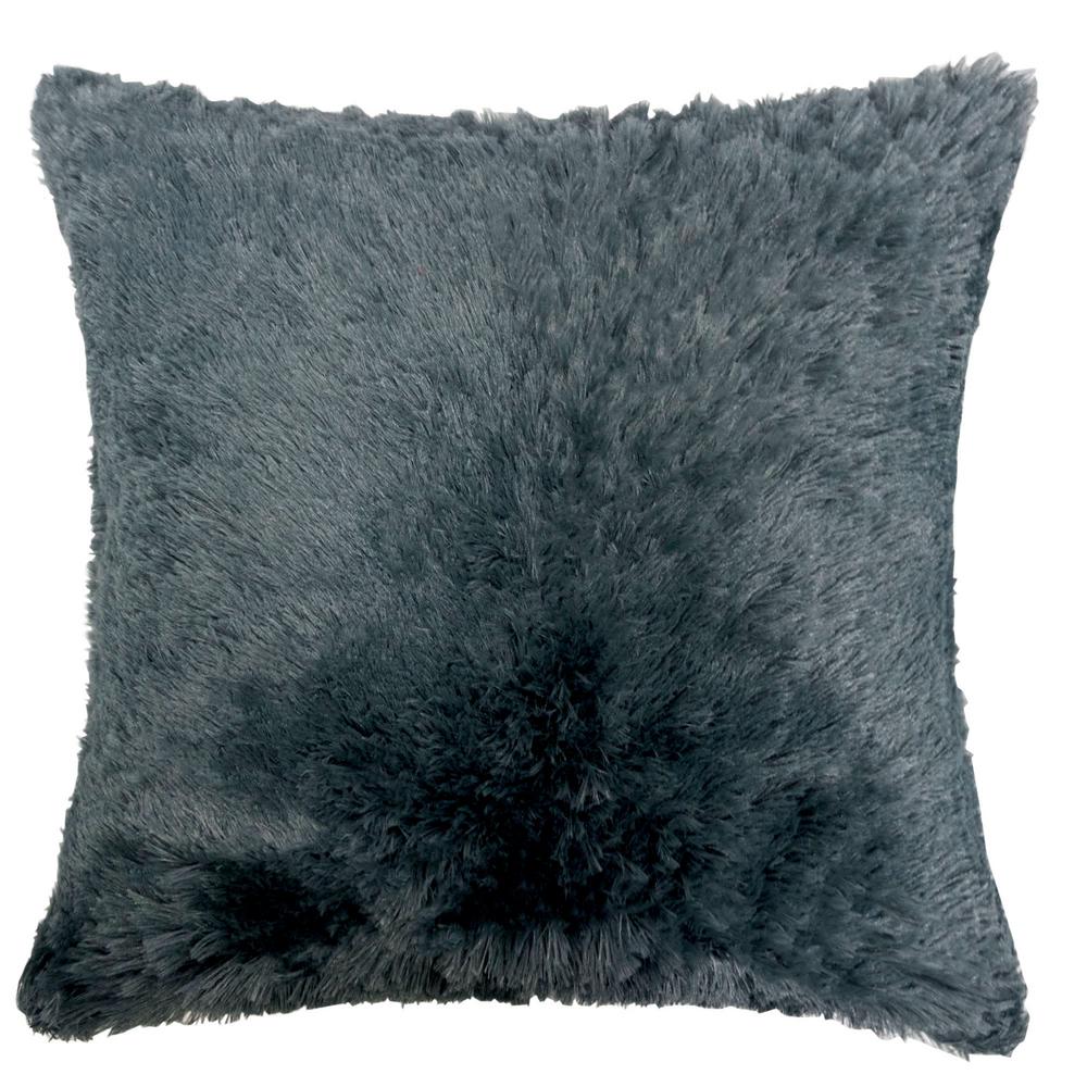 Furniture Of America Shaggy Dark Gray Decorative Pillow Set Of 2