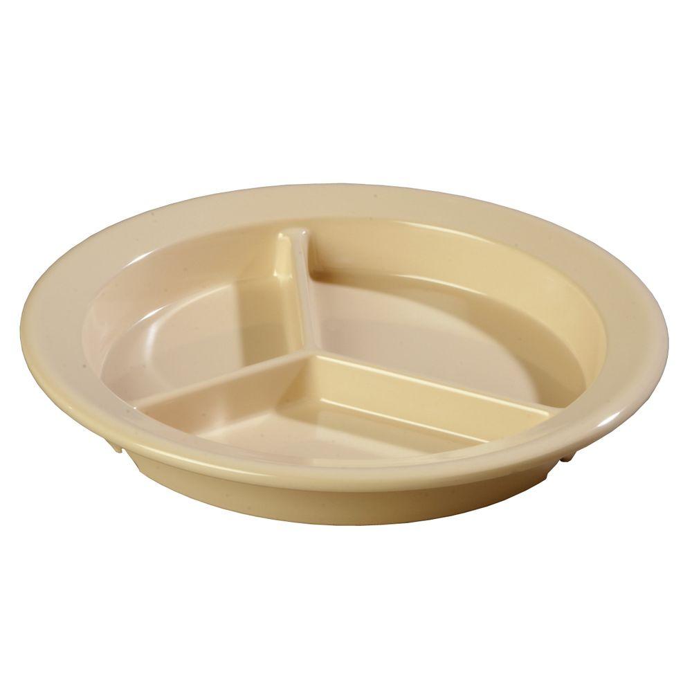 Carlisle 9 in. Diameter, 1.33 in. D Melamine 3-Compartment Plate in ... Carlisle 9 in. Diameter, 1.33 in. D Melamine 3-Compartment Plate in ...