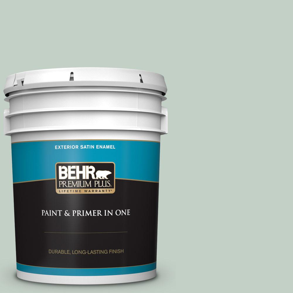 BEHR PREMIUM PLUS 5 gal. PPU1113 Frosted Jade Satin Enamel Exterior
