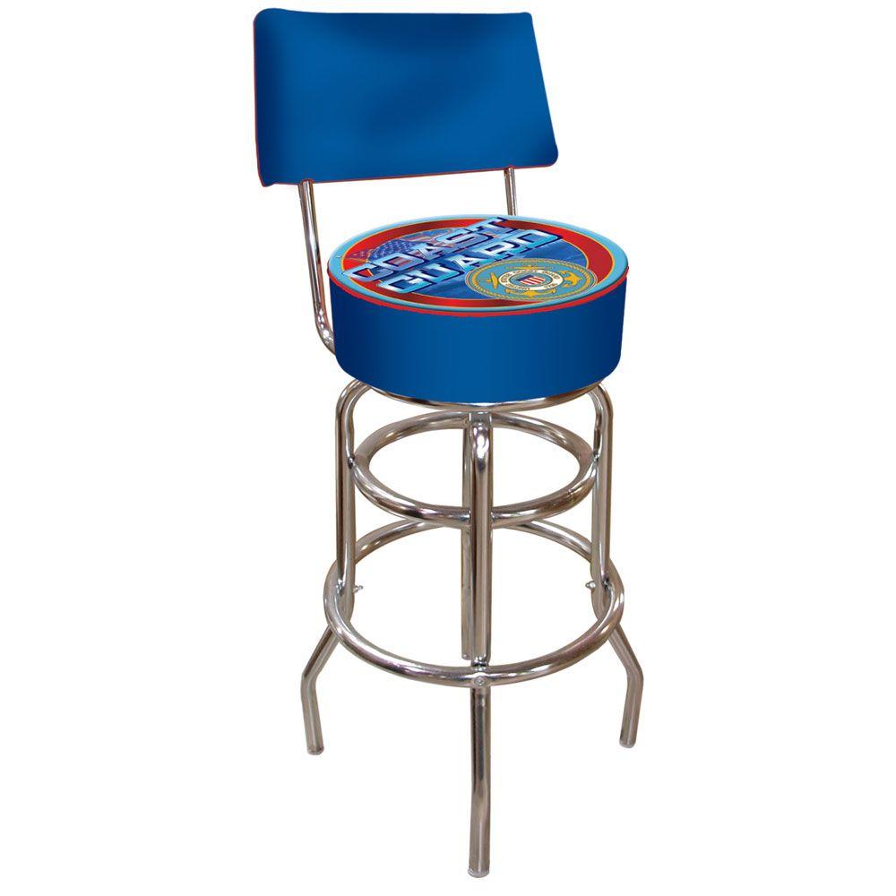 Trademark United States Coast Guard 30 In Chrome Padded Swivel Bar Trademark United States Coast Guard 30 In Chrome Padded Swivel Bar Stool Mil1100 Uscg The Home Depot