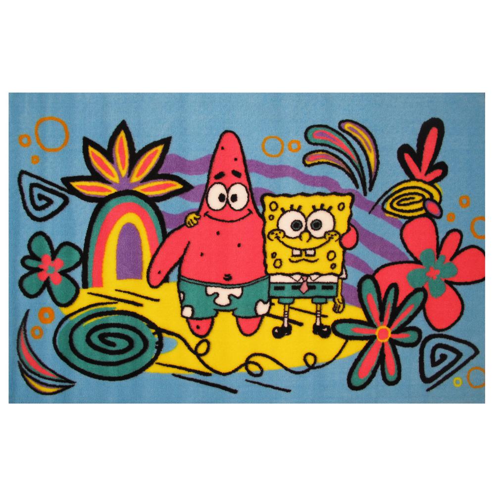 Fun Rugs Area The Home Depot Sponge Bob And Patrick Blue 1 Ft 7 In X 2 5
