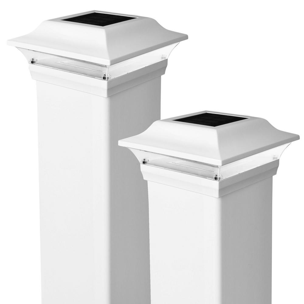 Classy Caps 4 in. x 4 in. White Aluminum Imperial Outdoor Solar Post