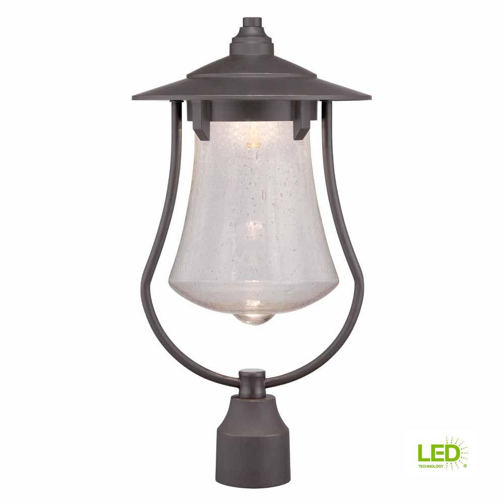 Clearance Post Lighting Outdoor The Home Depot Aged Bronze Patina Outdoor Led Post Light With Clear Seedy Gl