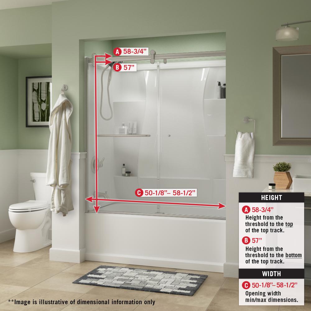 Delta Simplicity 60 X 58 3 4 In Frameless Contemporary Sliding Bathtub Door Chrome With Rain Gl How To Install A Basic Sliding Tub Shower Door