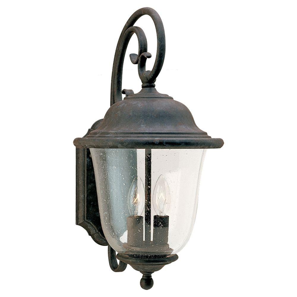 Sea Gull Lighting Outdoor The Home Depot Trafalgar 2 Light Oxidized Bronze Outdoor Wall Fixture