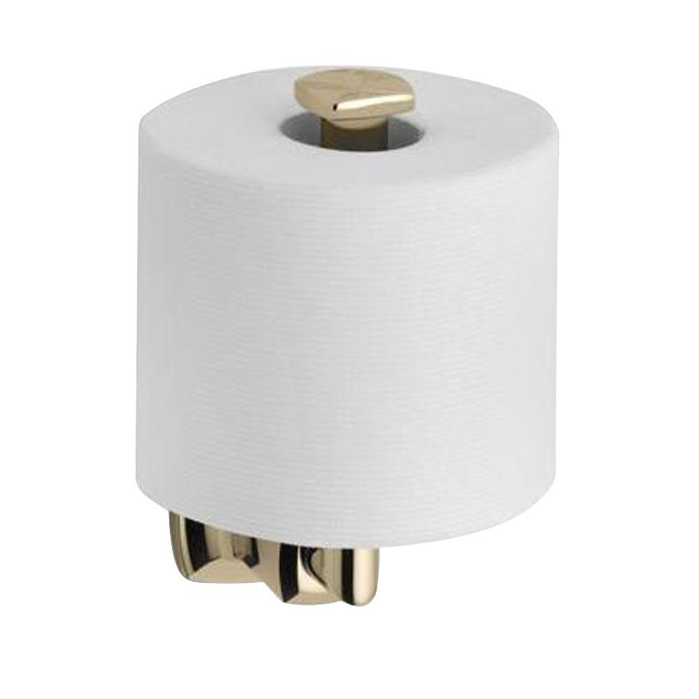 Gold Toilet Paper Holders Bathroom Hardware The Home Depot Margaux Vertical Toilet Paper Holder In Vibrant French Gold