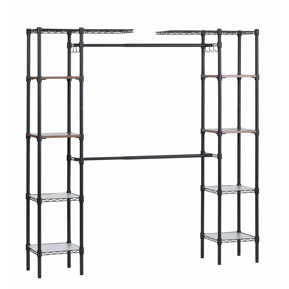 Muscle Rack 14 in. D x 55 in. W x 72 in. H Black Steel Garment Rack with Adjustable Shelves