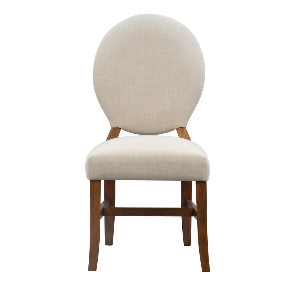 Upholstery Multi Colored Solid Wood Dining Chairs Kitchen Juliet Almond Fabric And Pecan Upholstered Chair