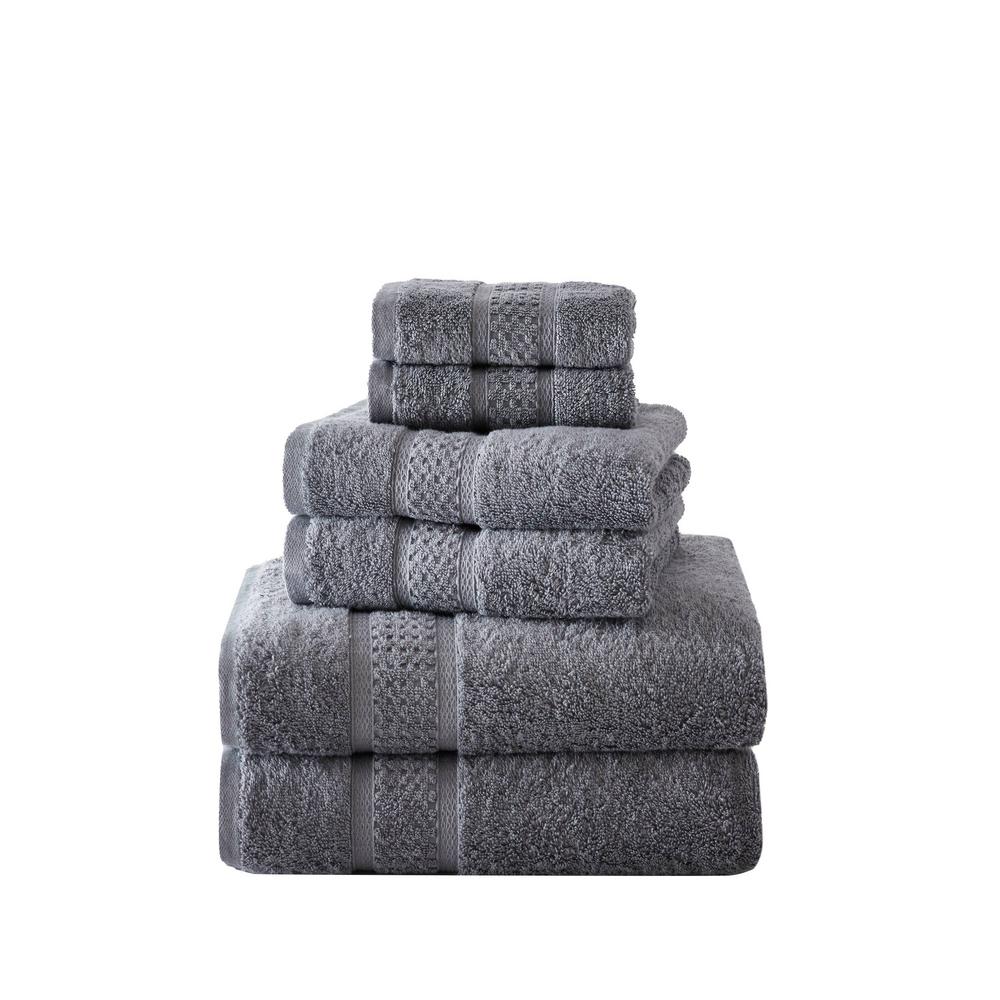 Nautica Oceane 6-Piece Grey Cotton Towel Set-USHSAC1167622 - The Home Depot