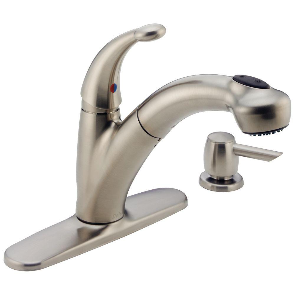 Delta Cicero Single-Handle Pull-Out Sprayer Kitchen Faucet with Soap