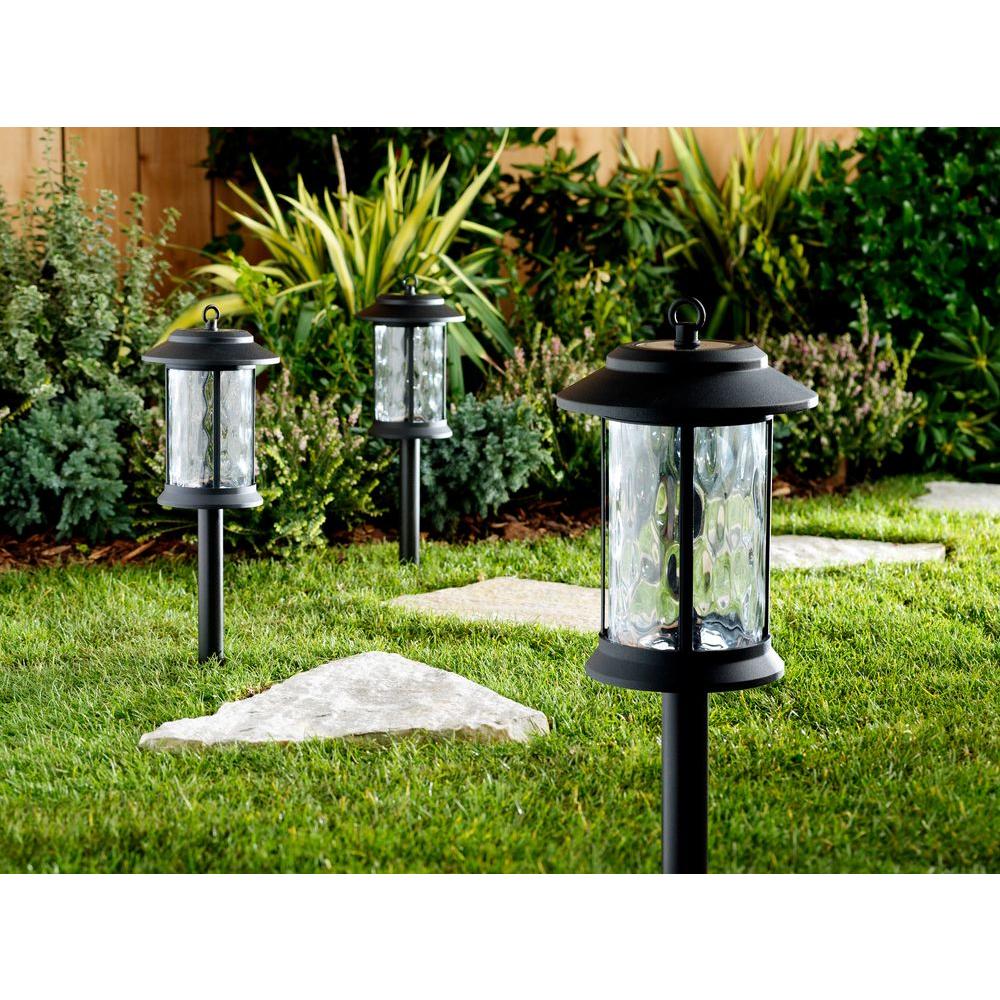 Hampton Bay Solar Black Outdoor Integrated Led Lantern Landscape