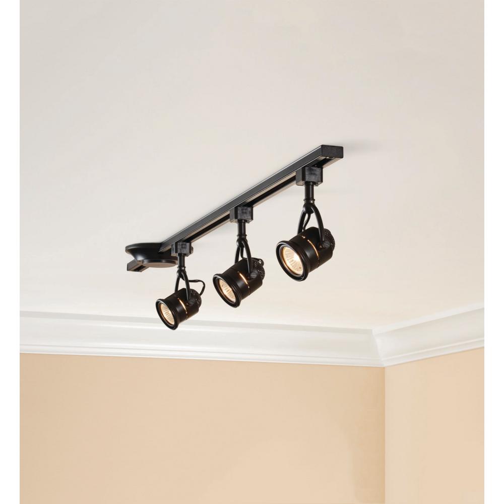 Hampton Bay 3 Light Retro 44 In Black Linear Track Lighting Kit New Lamps Lighting Ceiling Fans Ceiling Fixture