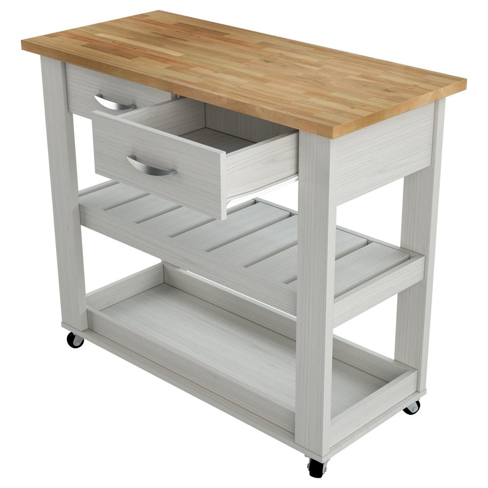 Inval Washed Oak 468 In X 338 In X 197 In Mobile Kitchen Utility Cart With Teak Top Cr 2007 The Home Depot