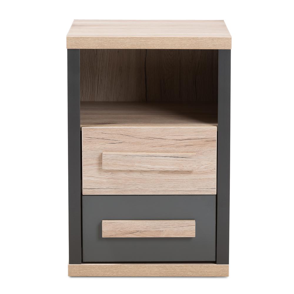 Baxton Studio Pandora 2 Drawer Dark Grey Oak Light Brown Nightstand Baxton Studio Pandora 2 Drawer Dark Grey Oak Light Brown Nightstand