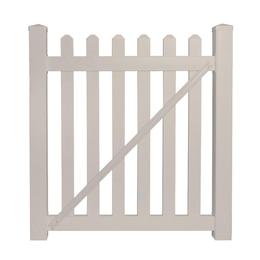 Weatherables Chelsea 5 ft. W x 3 ft. H Tan Vinyl Picket Fence Gate Kit
