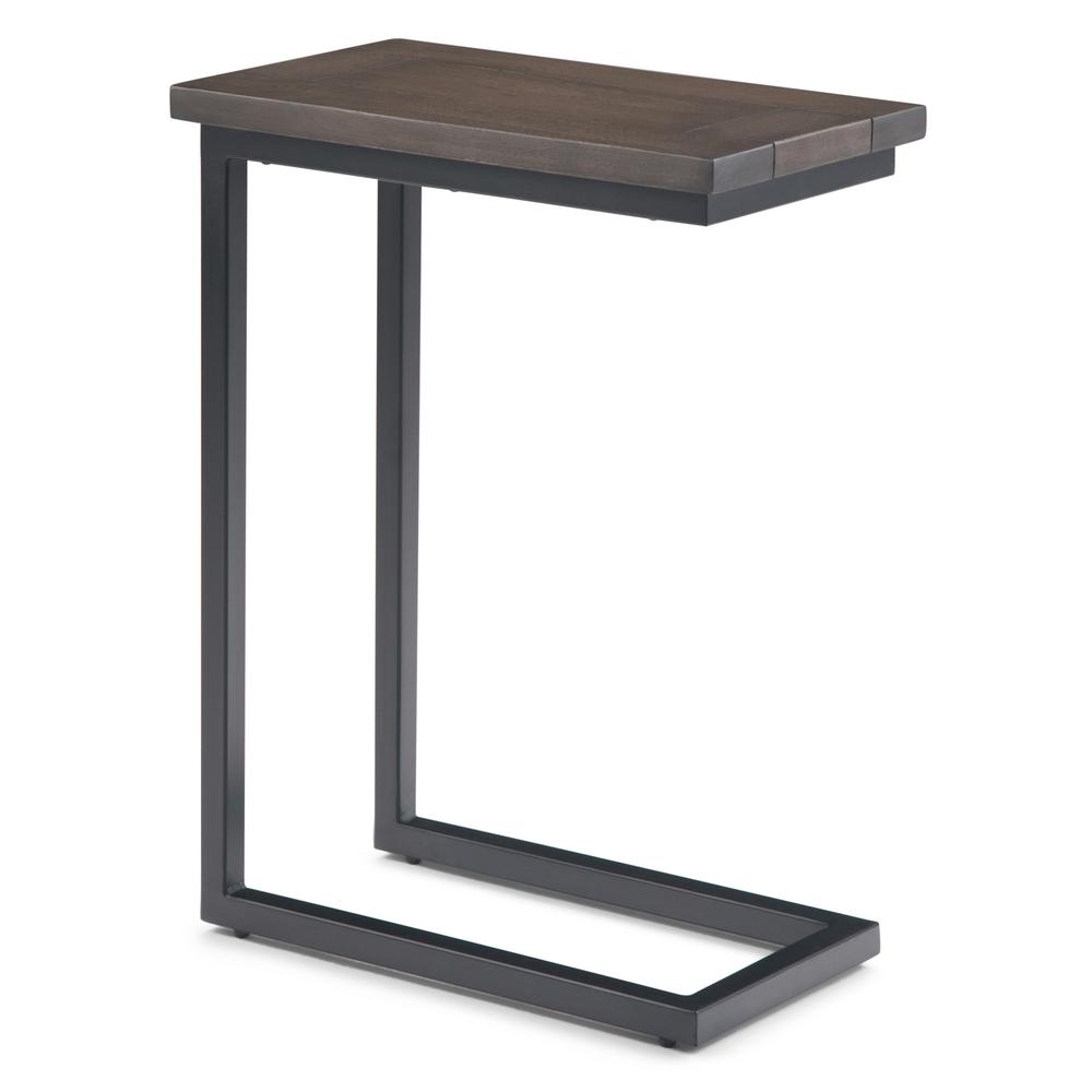 Simpli Home Skyler Solid Mango Wood And Metal 18 In Wide Industrial C Side Table In Walnut Brown 3axcsky 09wb The Home Depot