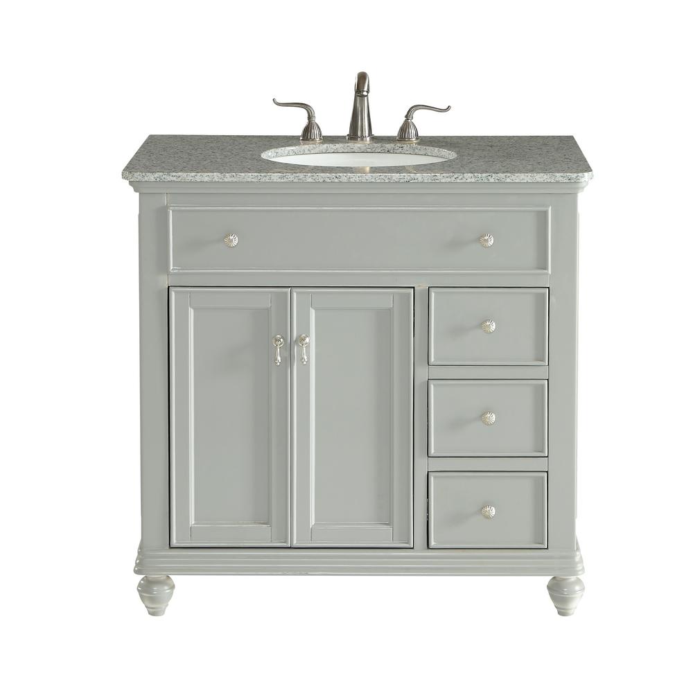 Somerton 36 In Single Bath Vanity W 3 Drawers 1 Shelf 2 Doors Granite Top Light Grey Hdvnt 24672gr The Home Depot