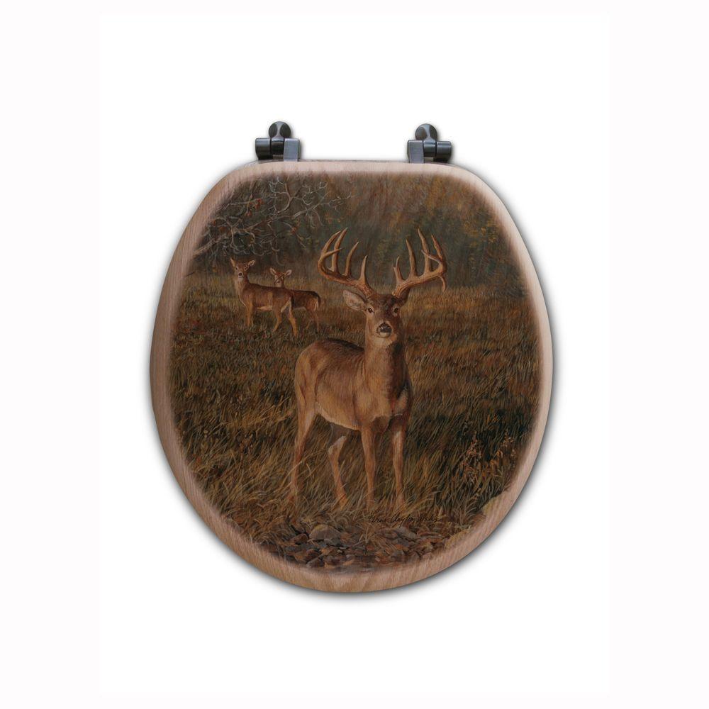 First Light Round Closed Front Wood Toilet Seat in Oak BrownTSOFLR