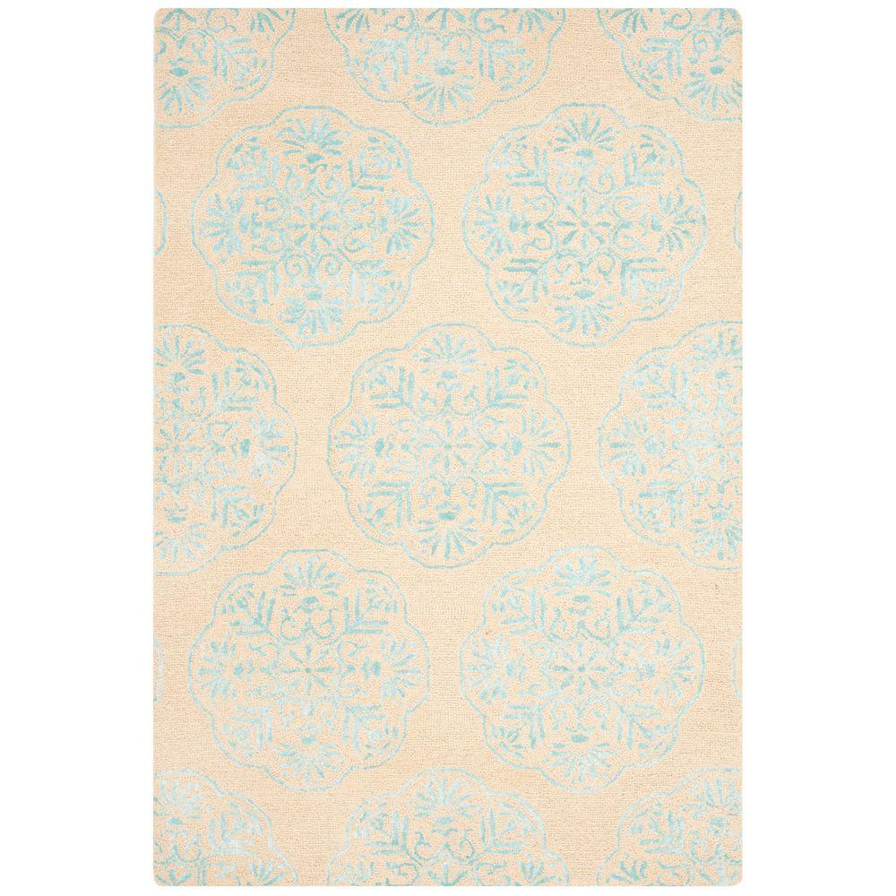 SAFAVIEH Bella Glenna Abstract Wool Area Rug  Beige/Blue  6  x 9