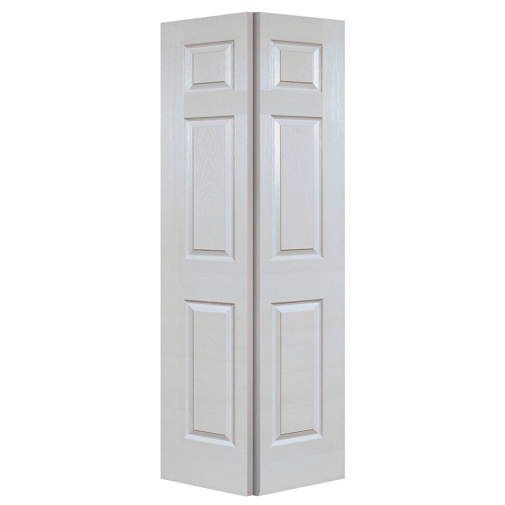 Steves Sons 32 In X 80 In 6 Panel Textured Hollow Core Primed White Composite Interior Closet Bi Fold Door