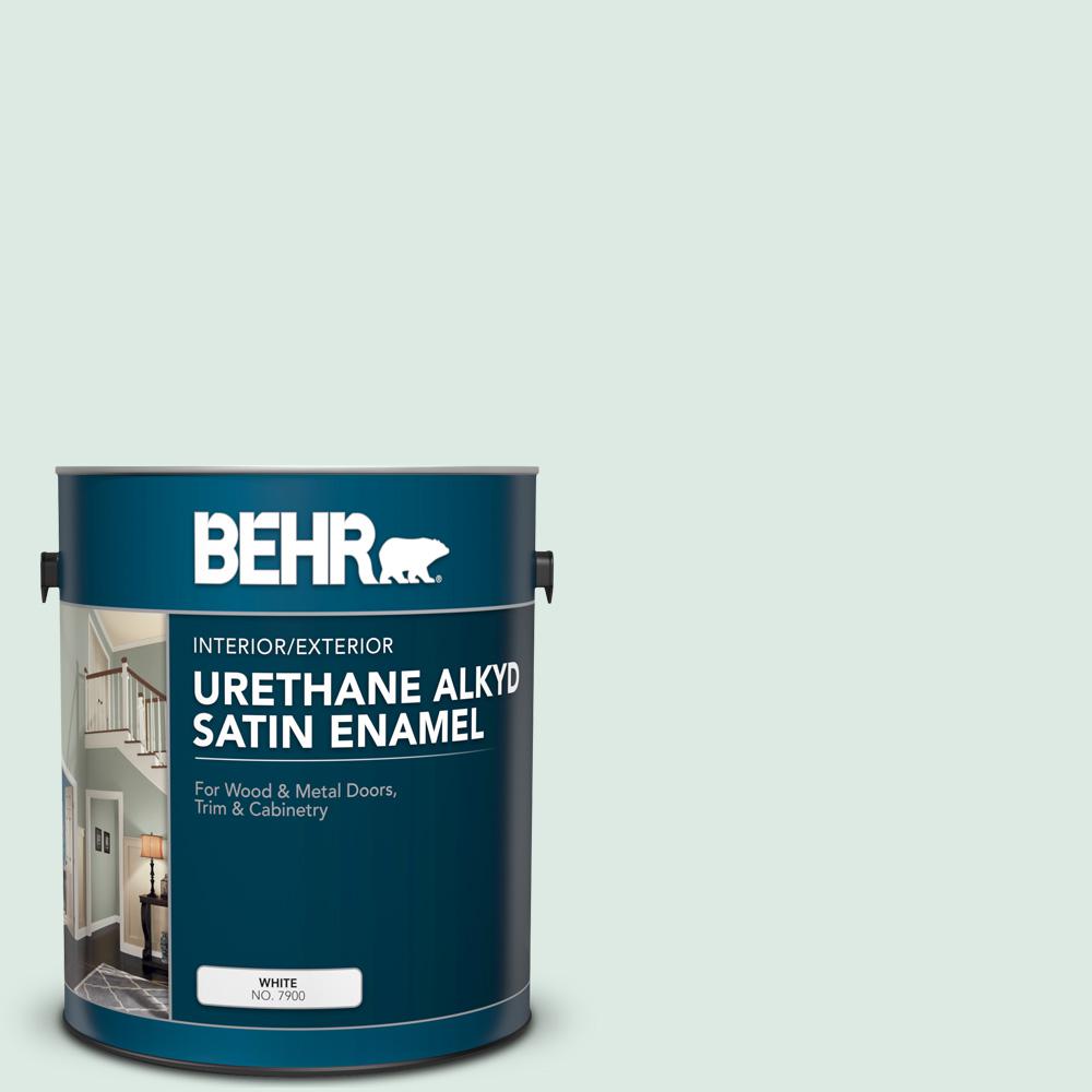 BEHR 1 gal. M4301 Snowbound Urethane Alkyd Satin Enamel Interior/Exterior Paint790001 The