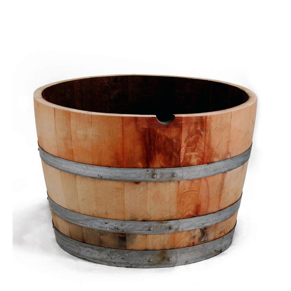 Half 27 In W And 16 H Oak Wine Barrel Planter