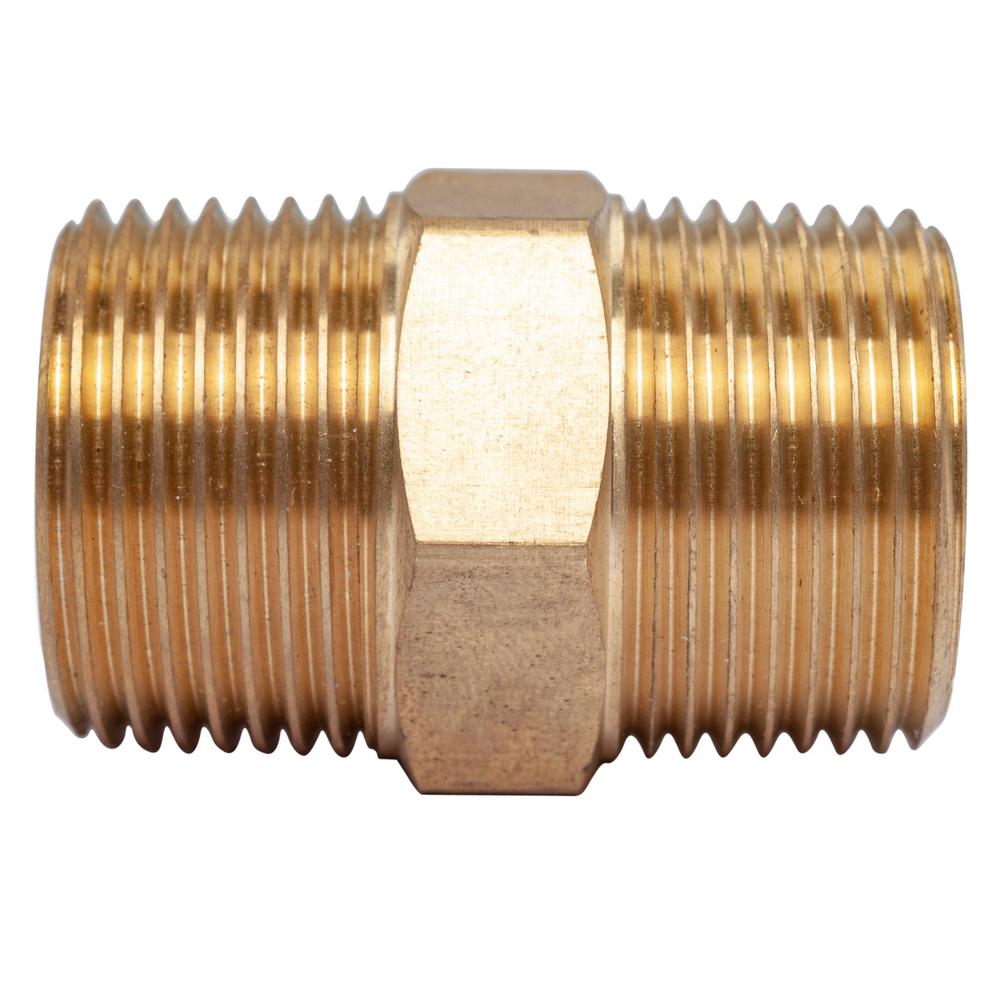 LTWFITTING 3/4 In. MIP Brass Pipe Hex Nipple Fitting (5-Pack)-HF3061205 ...