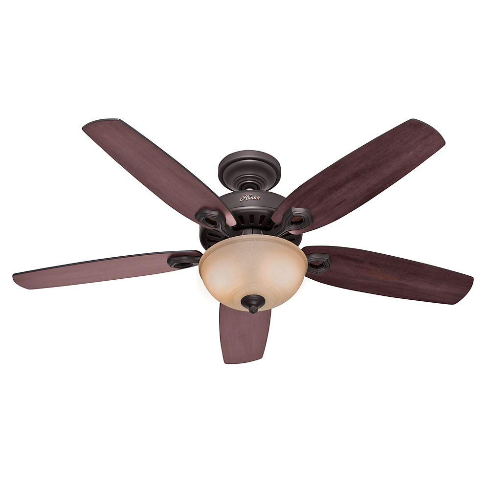 Hunter Builder Deluxe 52 in. Indoor New Bronze Ceiling Fan with Light