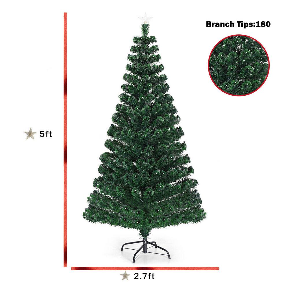 6FT Fiber Optic Pre-Lit Artificial Christmas Party Tree Colorful LED ...