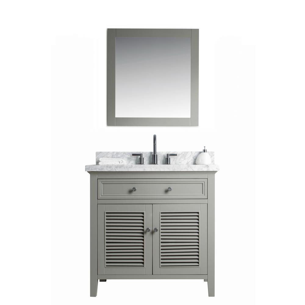 Legion Furniture 36 In W X 22 D Vanity Gray With Cararra Legion Furniture 36 In W X 22 D Vanity Gray With Cararra Marble Top White And Basin Mirror
