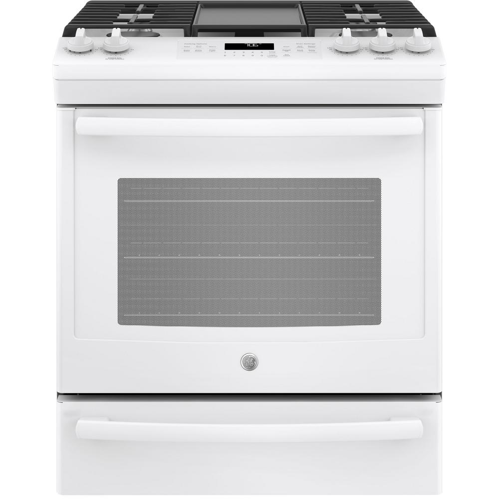 GE 5.6 cu. ft. SlideIn Gas Range with SelfCleaning Convection Oven in WhiteJGS760DELWW The