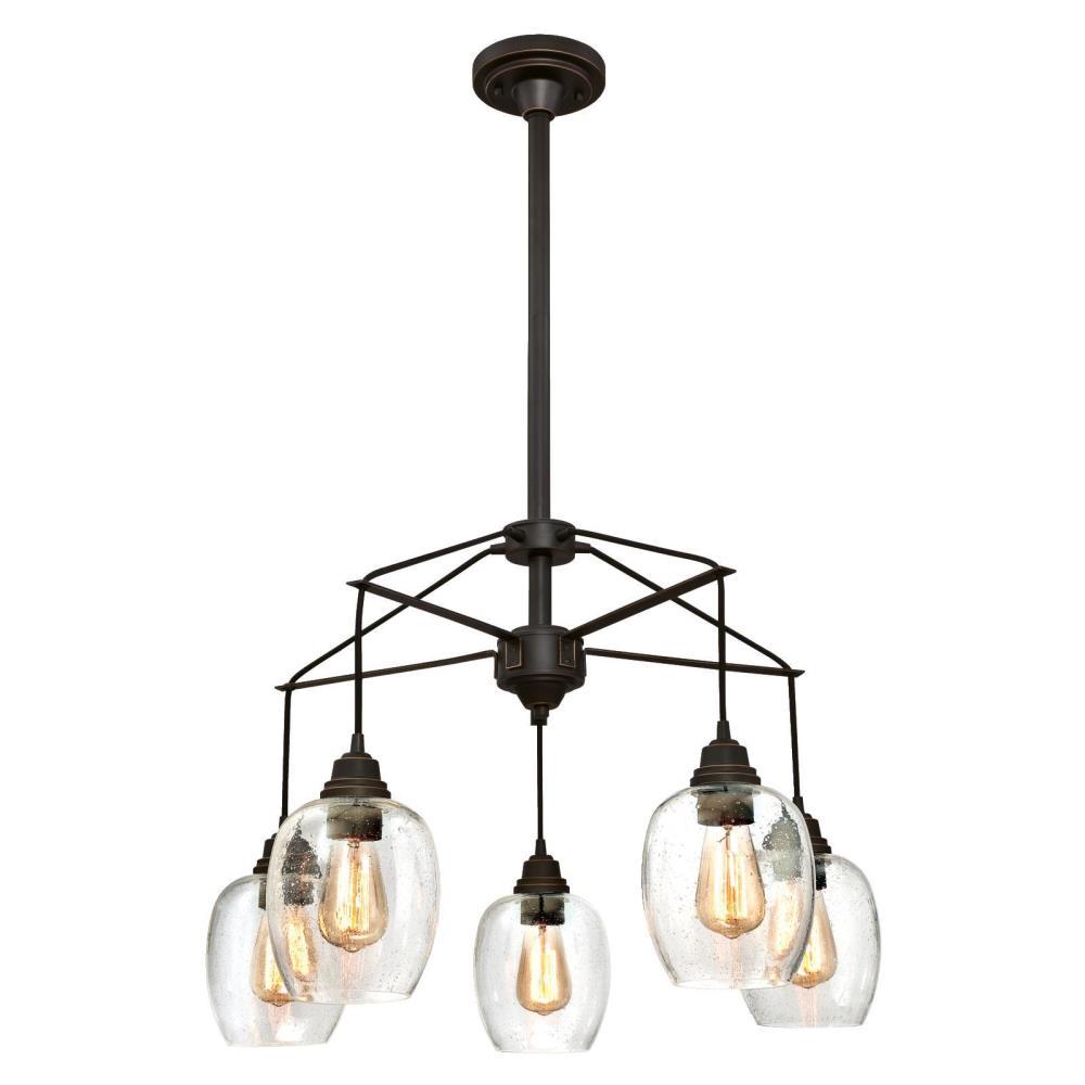 Westinghouse Eldon 5 Light Oil Rubbed Bronze With Highlights Westinghouse Eldon 5 Light Oil Rubbed Bronze With Highlights Chandelier And Clear Seeded Glass Shades