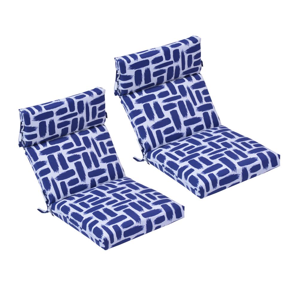 21.5 in. x 44 in. Baja Nautical Outdoor High Back Dining Chair Cushion
