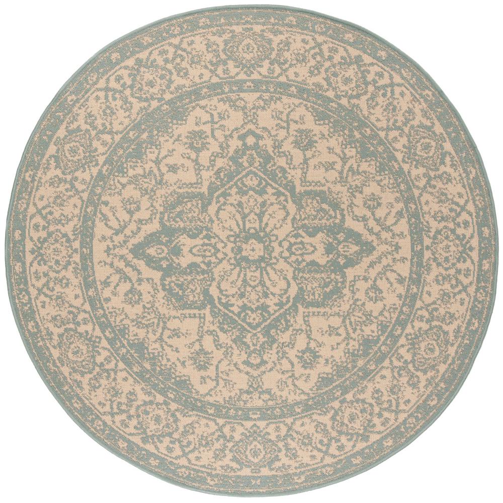 Safavieh Linden Cream/Aqua 6 ft. 7 in. x 6 ft. 7 in. Round Area Rug