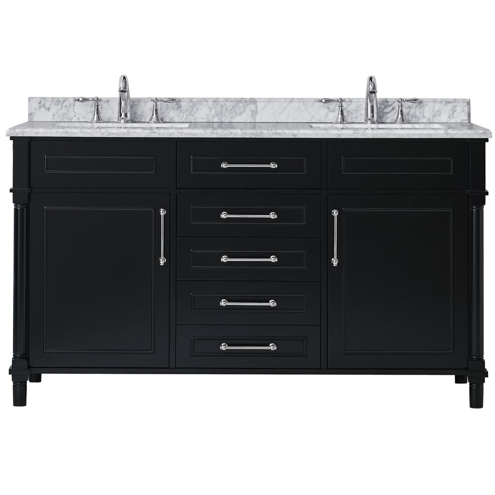 Home Decorators Collection Aberdeen 60, White Vanity With Black Top