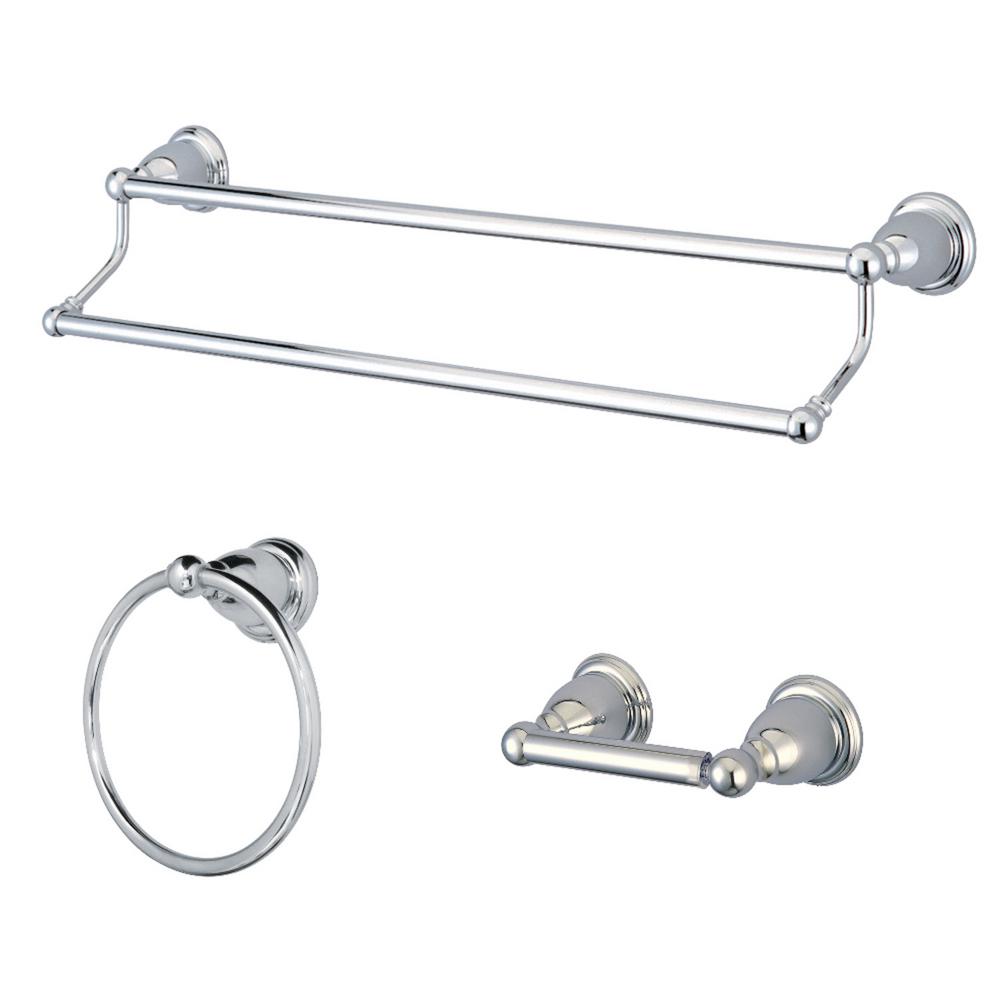 Kingston Brass Traditional 3Piece Bath Hardware Set in Polished Chrome