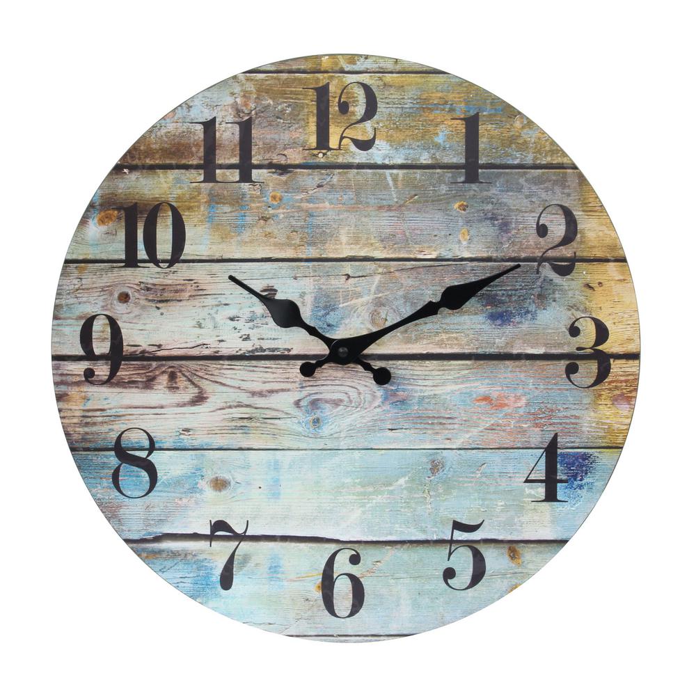 Stonebriar Collection Brown Vintage Farmhouse Wooden 14 Inch Round   Brown Stonebriar Collection Wall Clocks Sb 6223a 64 600 