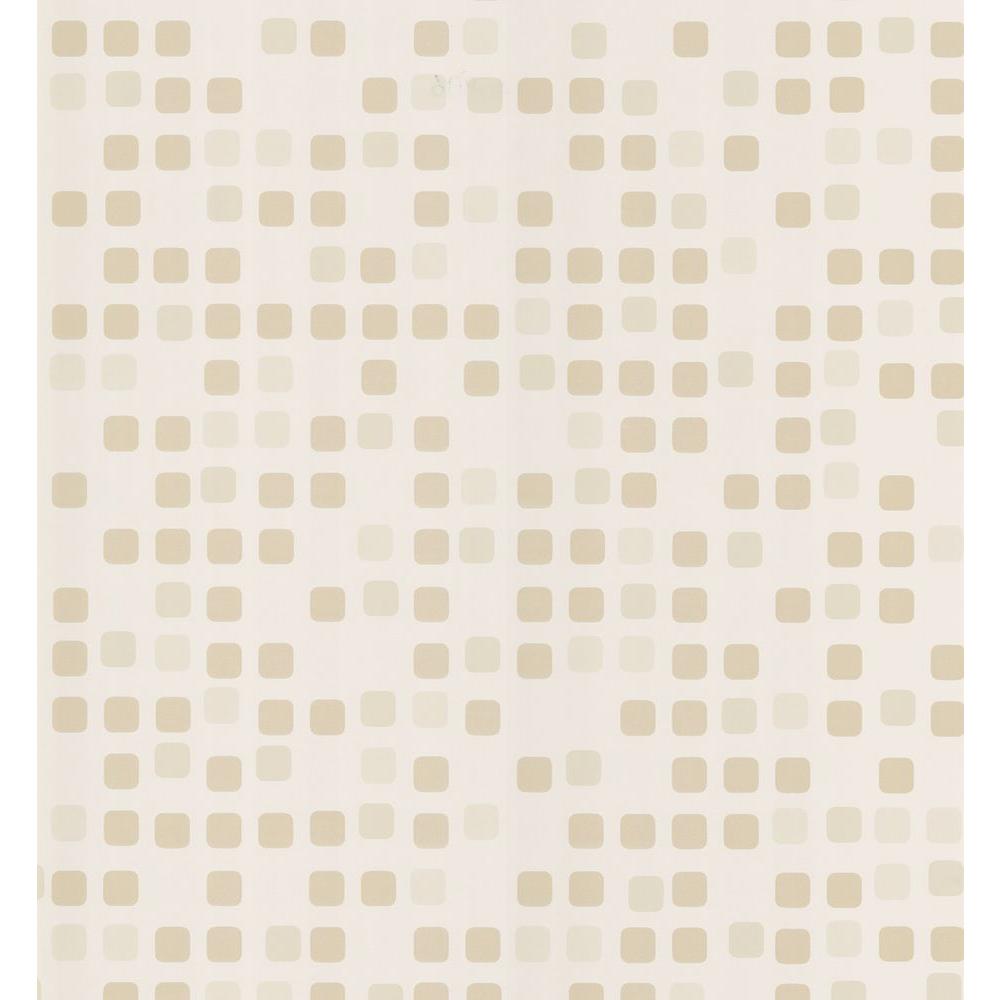 Brewster Kitchen and Bath Resource II Cream Sea Glass Tile Wallpaper