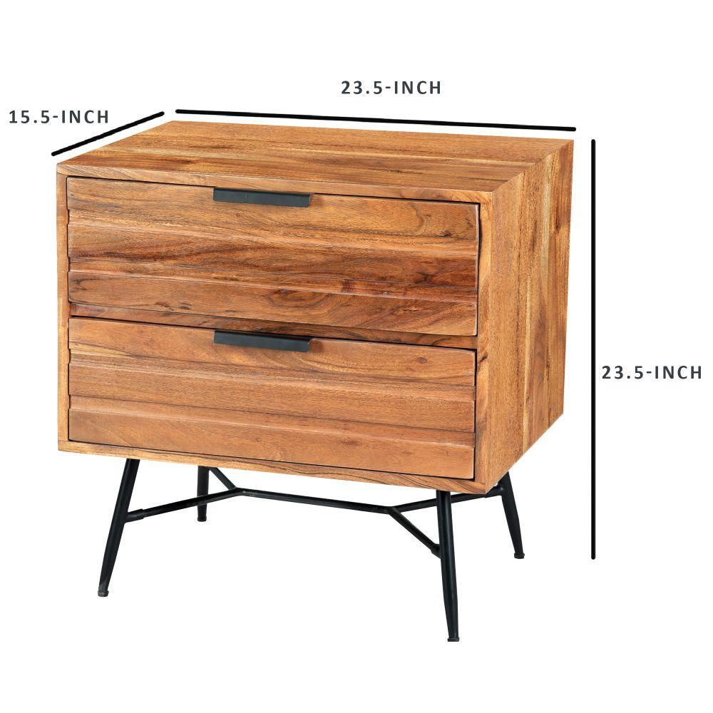 The Urban Port Black And Brown 2 Drawer Wooden Nightstand With Metal Angled Legs Upt 195128 The Home Depot