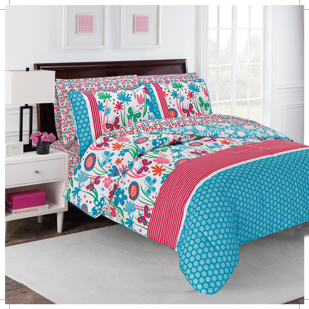 Robin Zingone Flirty 7-Piece Multi Floral Queen Comforter