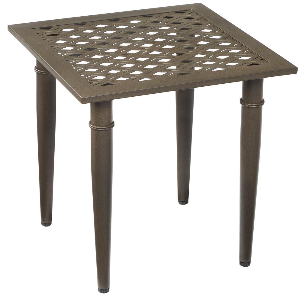 Hampton Bay Oak Cliff Metal Outdoor Side Table-176-411-20ET - The Home