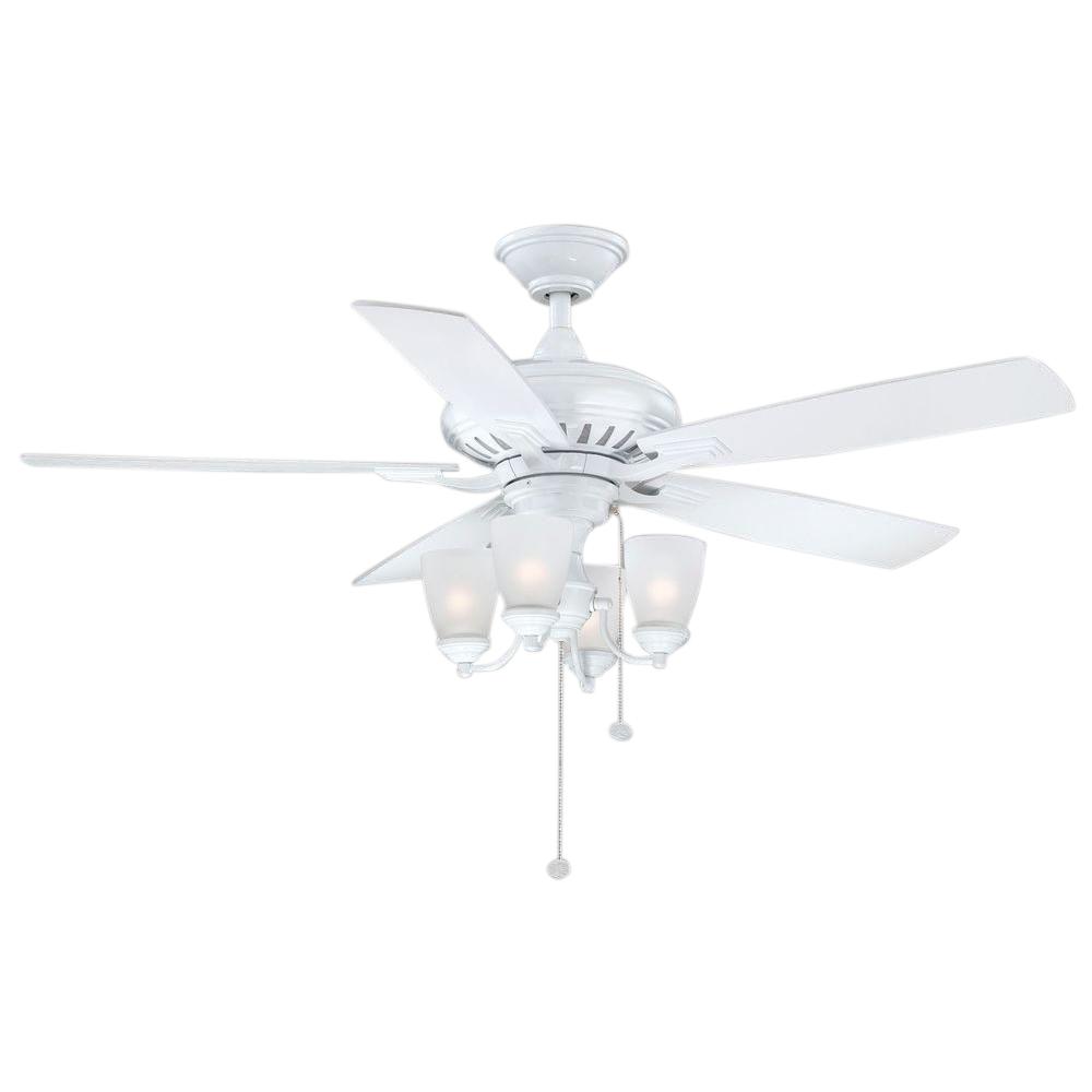 White 5 Blades 4 Lights Ceiling Fans With Lights Ceiling