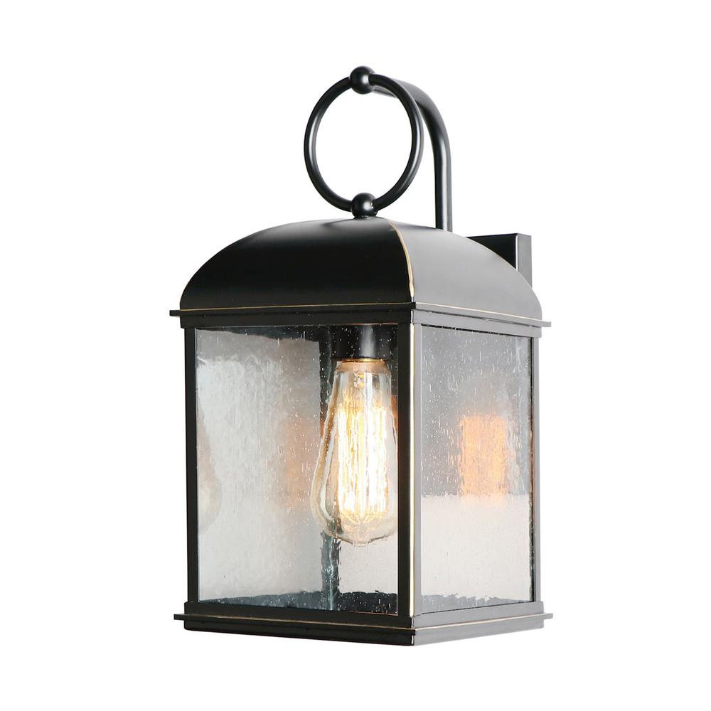 Y Decor 1 Light 14 in. Outdoor Imperial Black Wall Mount Lantern