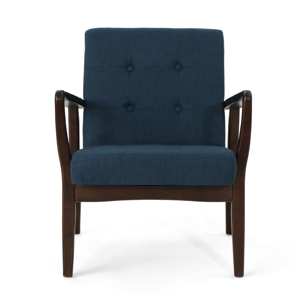 Noble House Brayden Navy Blue Fabric Upholstered Club Chair40870 The Home Depot