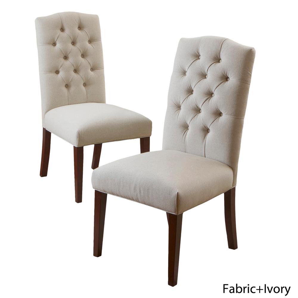 Noble House Crown Ivory Linen Dining Chair Set Of 2 519 The Home Depot